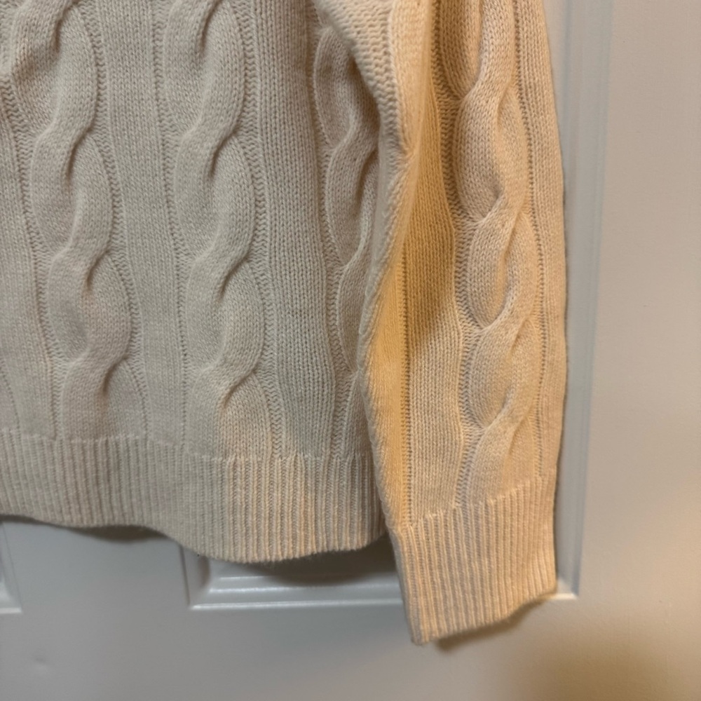 NWOT $168 Everlane THE CABLE HALF-ZIP Wool in Beige Size XS - Picture 3 of 12